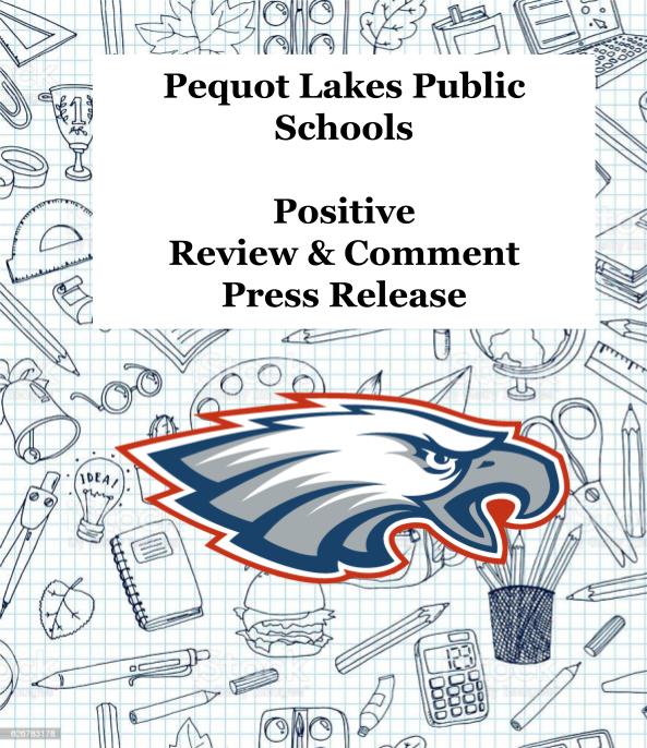 Pequot Lakes Public Schools Receive Positive Review and Comment from MDE for Facilities Bond  